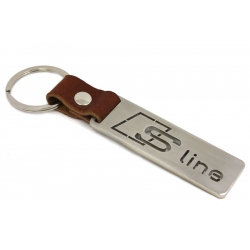 S-LINE Audi keychain | Stainless steel + leather